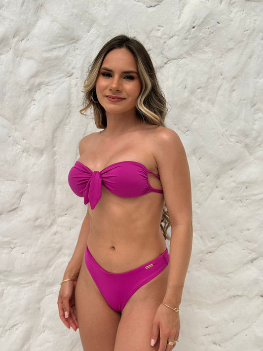 Bow Bandeau Bikini Set Magenta – Ella