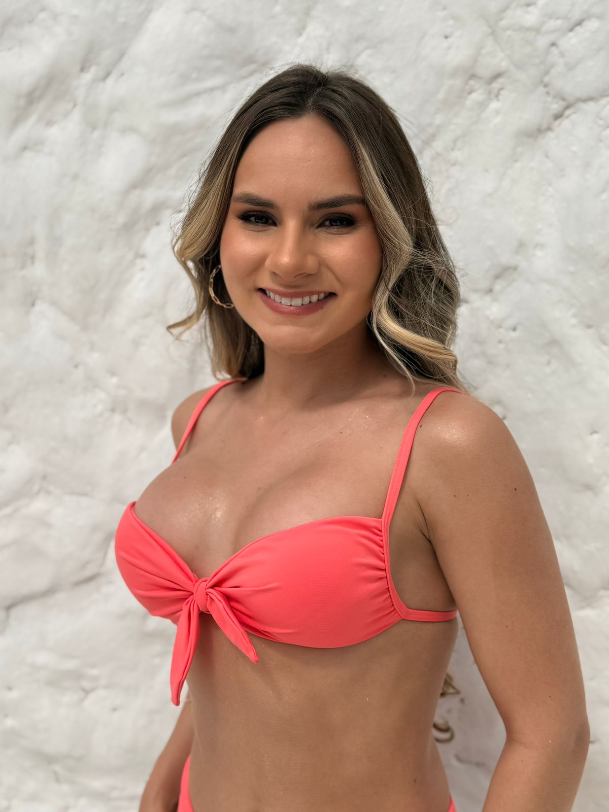 Bow Bandeau Bikini Set Coral Pink – Ella