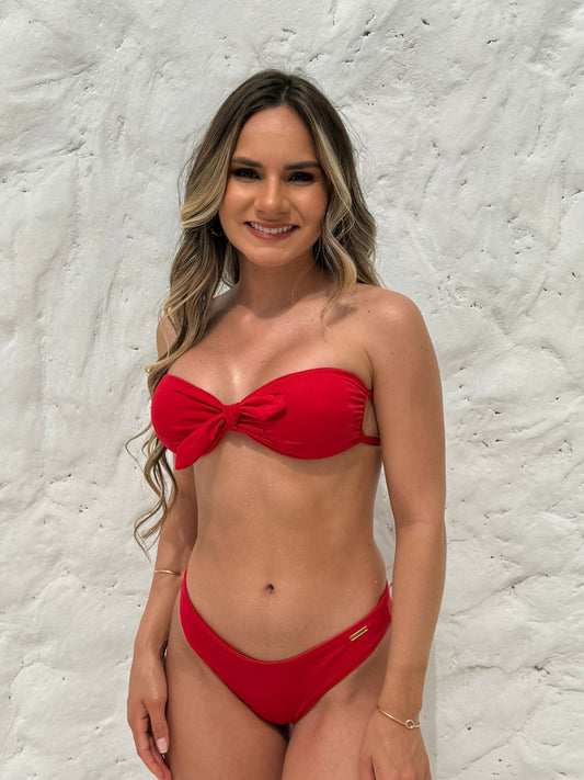 Bow Bandeau Bikini Set Red – Ella