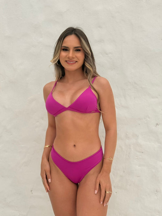 Fixed Triangle Bikini Set with Gold Details – Magenta Rita
