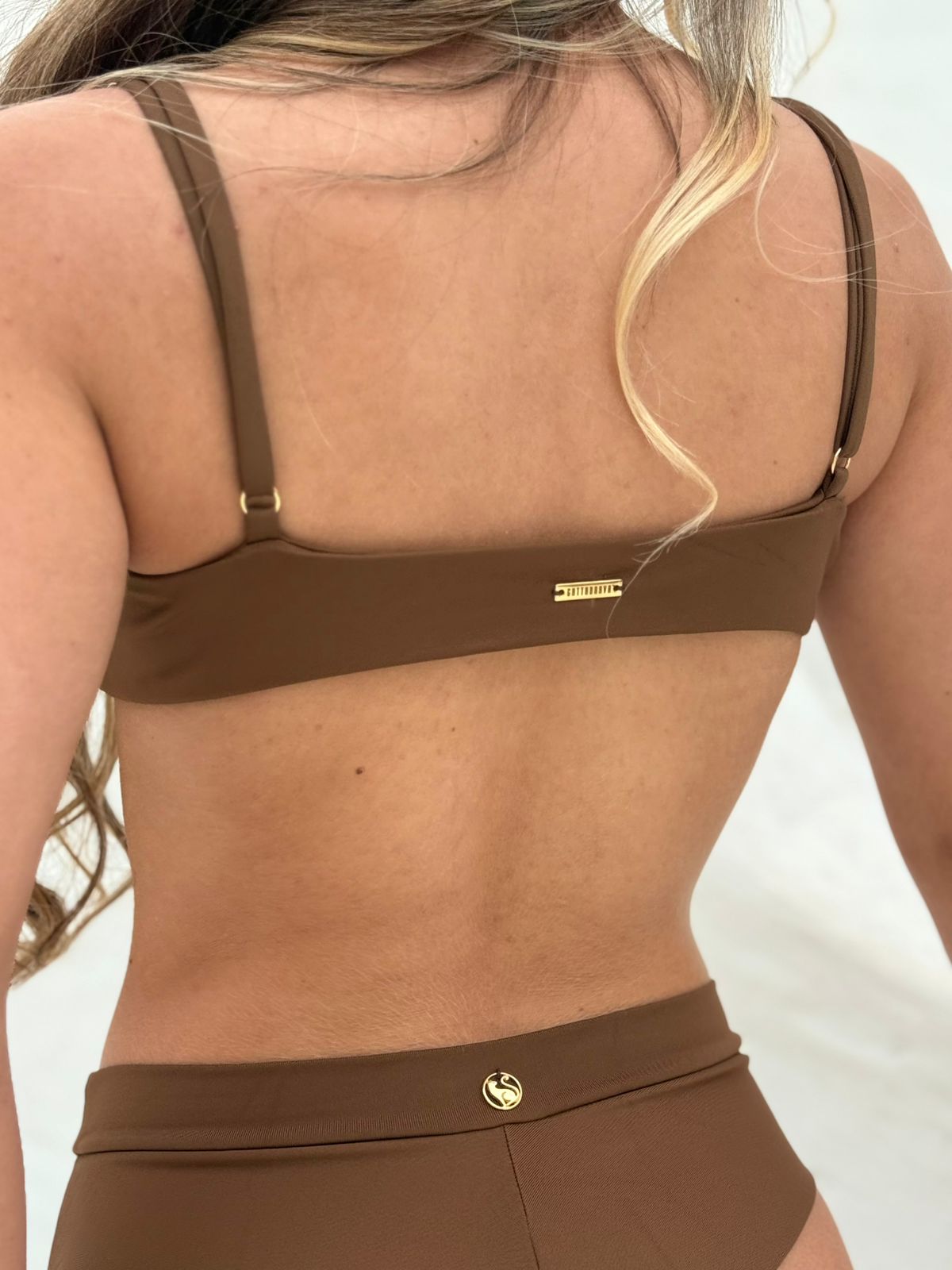 High-Waist Bikini Set with Gold Details – Brown Gaya