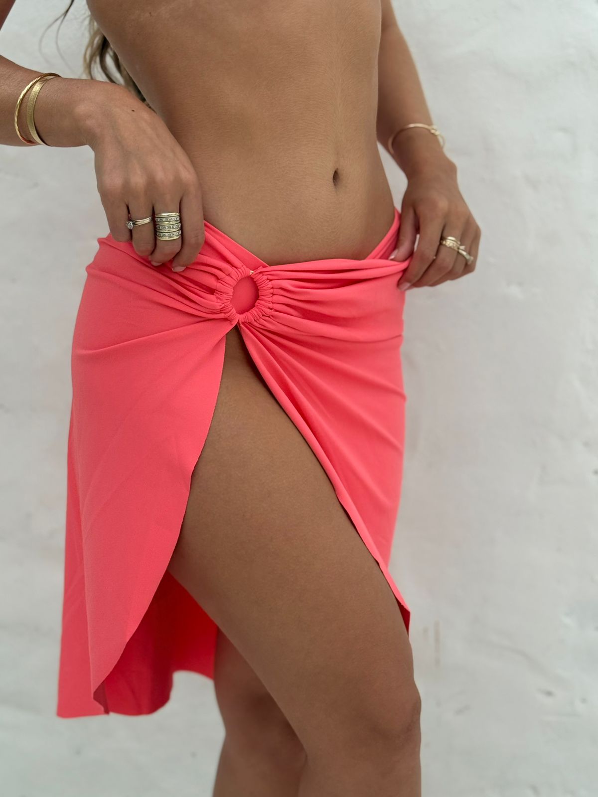 Ring Detail Beach Skirt Cover-Up Coral – Liv