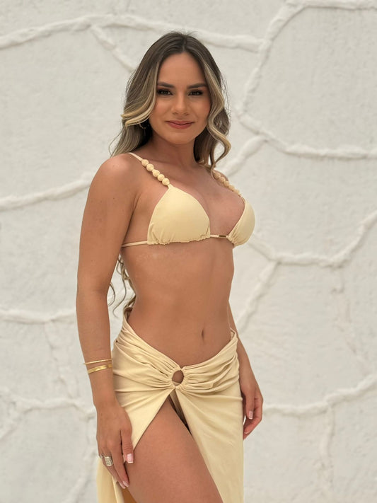 Ring Detail Beach Skirt Cover-Up Beige – Liv
